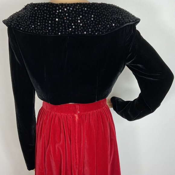 Zelda Soft Silk Blend Velvet Bolero Jacket Sz 6 Rhinestone Sequins Cropped - Picture 6 of 9